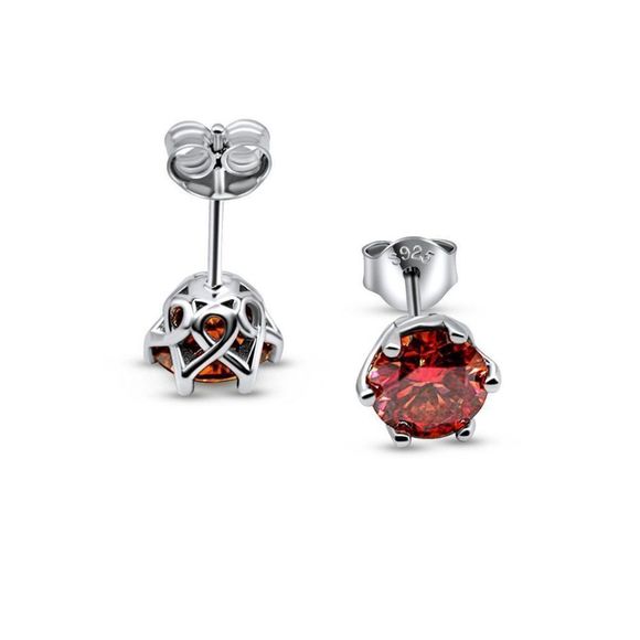 2.0ct Orange Moissanite Diamond 6 Prong Earrings for Women 925 Sterling Silver - Picture 4 of 10